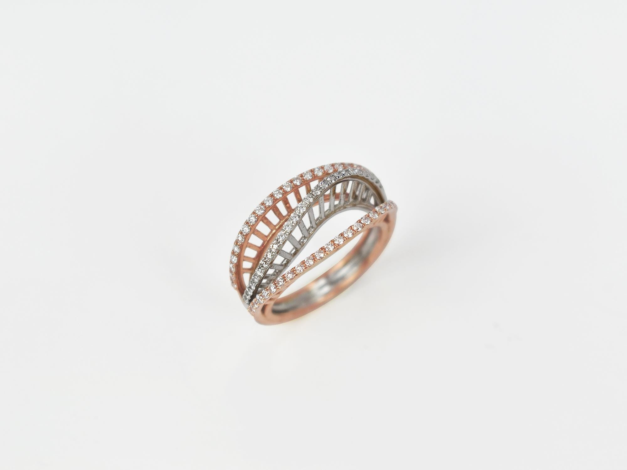 18 Karat Ring 2 Tone Ring Weiß- und Roségold Diamantring mit 2 Tone Gold (Art nouveau) im Angebot