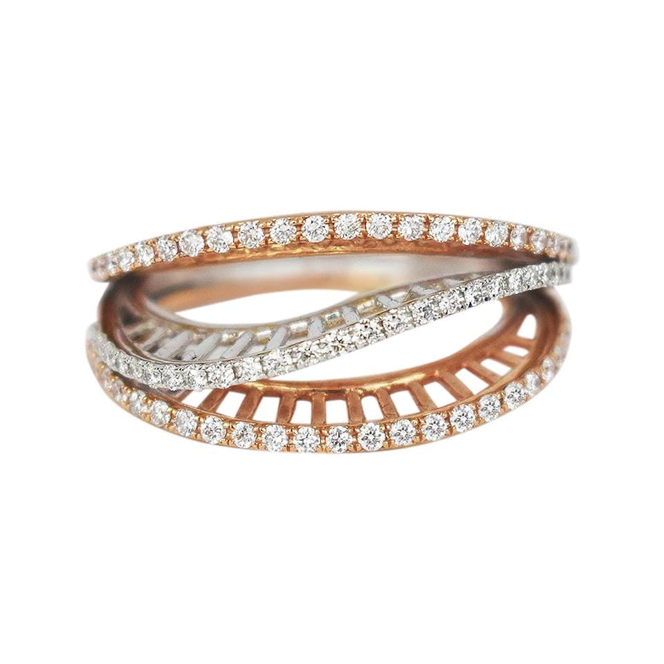 18k Ring 2 Tone Ring Weiß & Rose Gold Ring Diamantring  2-Ton-Goldring
     Der modische Jugendstilring ist vollständig mit Brillanten ausgefasst und in 18 Karat Massivgold, Rosé-/Weißgold, gefasst. Oshi Jewels Designs Inc. fertigt mit dem