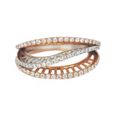 18k Ring 2 Tone Ring White & Rose Gold Ring Diamond Ring 2 Tone Gold Ring