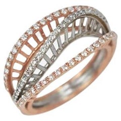 18k Ring 2 Tone Ring White & Rose Gold Ring Diamond Ring 2 Tone Gold Ring