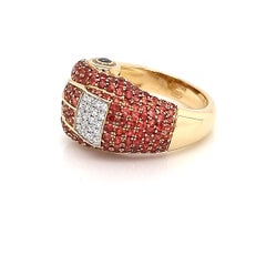 18k Ring by Votive with White Diamonds, Black Diamonds and Orange Sapphires