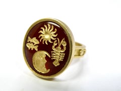 18k ring, carnelian Intaglio symbols
