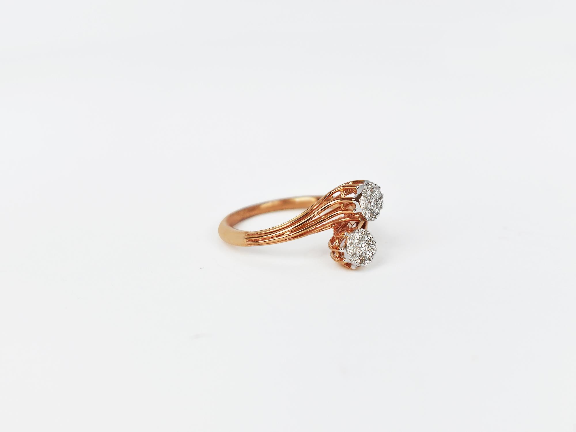18k Ring Rose Gold Ring Diamond Ring  Cluster Ring By Pass Ring
       18k solid Rose gold ring. Round diamonds illusion set extraordinary adorned by brilliant diamonds composite setting.

