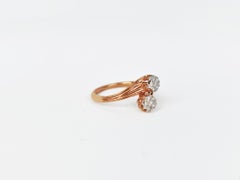 18k Ring Rose Gold Ring Diamond Ring Cluster Ring by Pass Ring