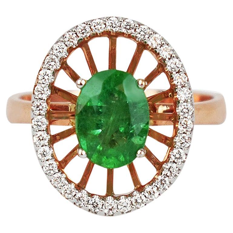 Anillo 18k Anillo Oro Rosa Anillo Diamante  Esmeralda  Anillo Esmeralda Oval  Anillo Fantasía Oro
      Este anillo contemporáneo de Esmeralda / Diamante de Oro blanco macizo de 18 quilates. El fino acabado de oro de calidad con esmeraldas de Zambia