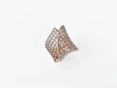 Bague en or rose 18 carats, bague en or rose sertie de diamants, bague fantaisie en or sertie de diamants