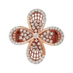 18k Ring Rose Gold Ring Diamond Ring Fancy Gold Diamond Ring