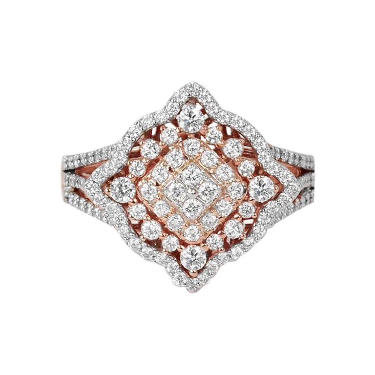 18k Ring Rose Gold Ring Diamond Ring Fancy Gold Diamond Ring For Sale