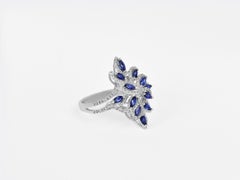 18k Ring White Gold Ring Diamond Ring Blue Sapphire Ring Blue Sapphire Marquise