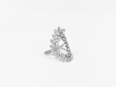 18k Ring White Gold Ring Diamond Ring Diamond Leaves Ring Gold Fancy Ring
