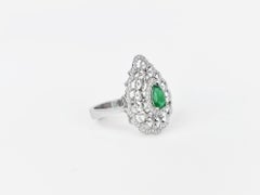 18k Ring White Gold Ring Diamond Ring Emerald Ring Emerald Pear Ring Gold