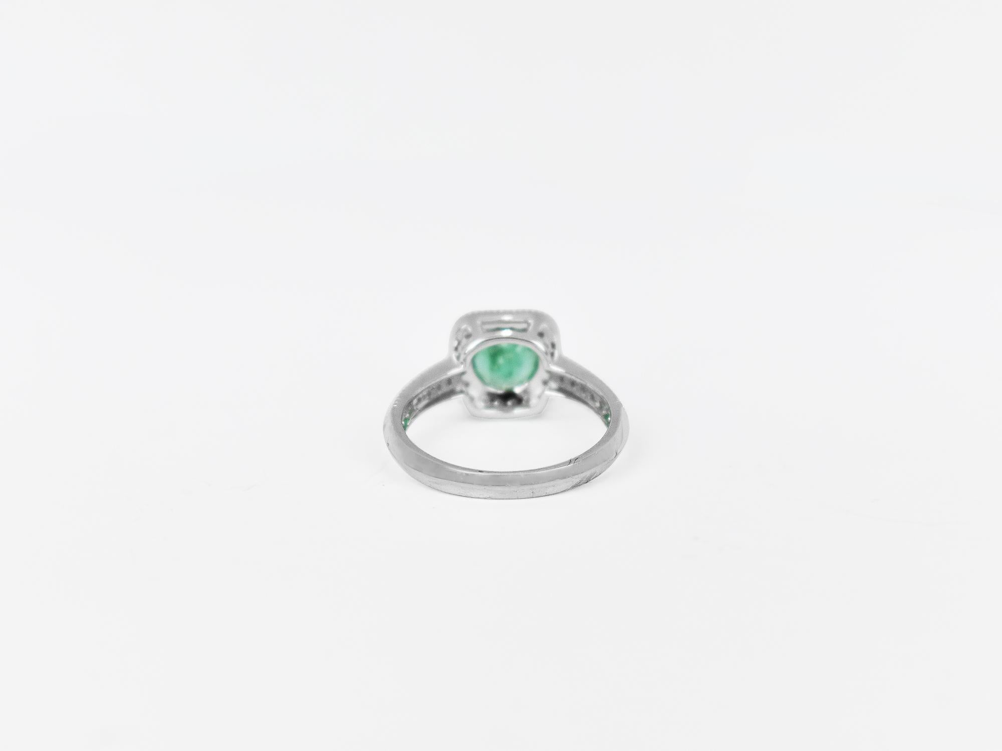 18k Ring White Gold Ring Diamond Ring Emerald Ring Emerald Round Ring For Sale 2