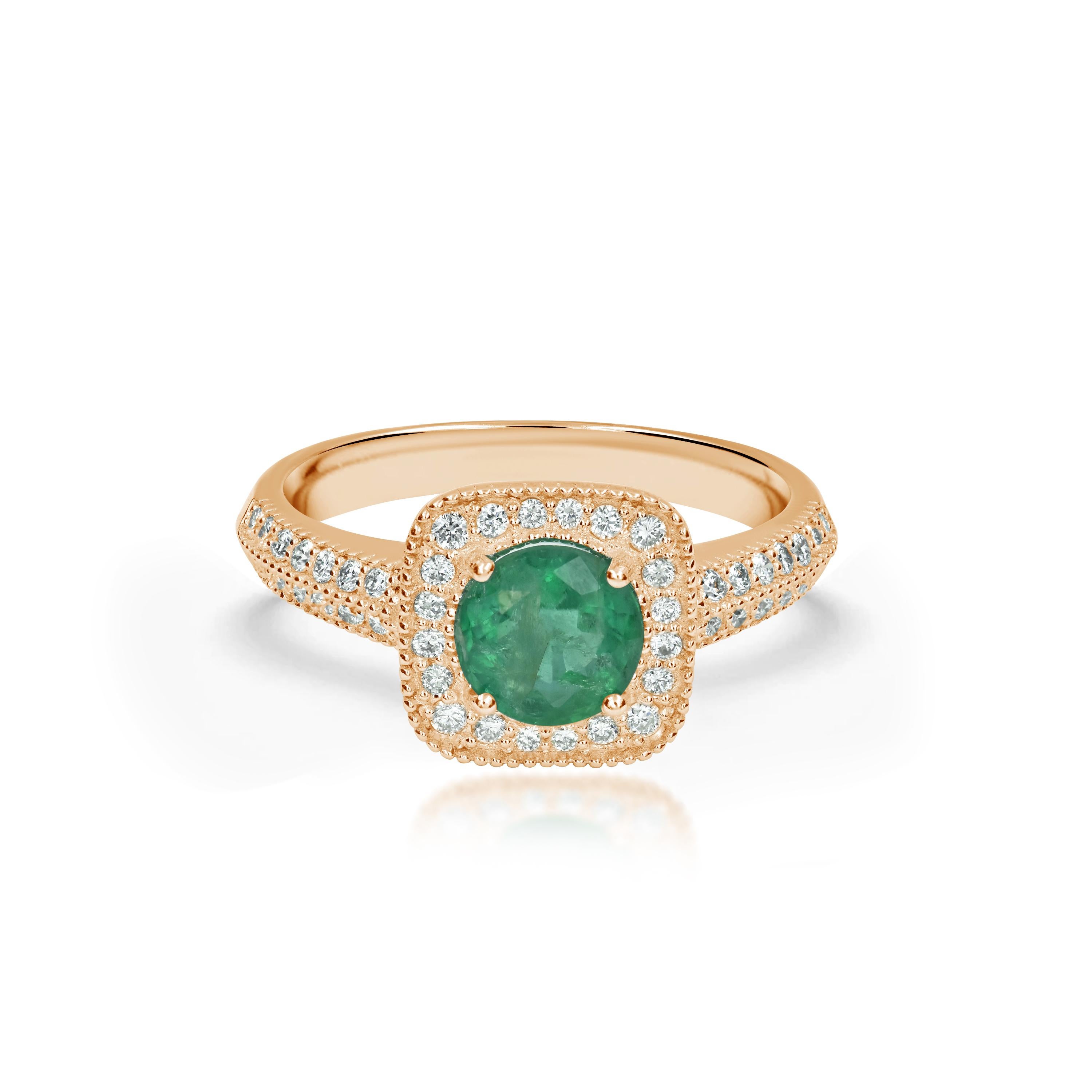 18k Ring White Gold Ring Diamond Ring  Emerald  Ring Emerald Round Ring  
   18k Solid White gold halo ring. Round shape intense color Zambian emerald, extraordinary gemstone ring adorned by brilliant diamonds micro pave halo setting.

