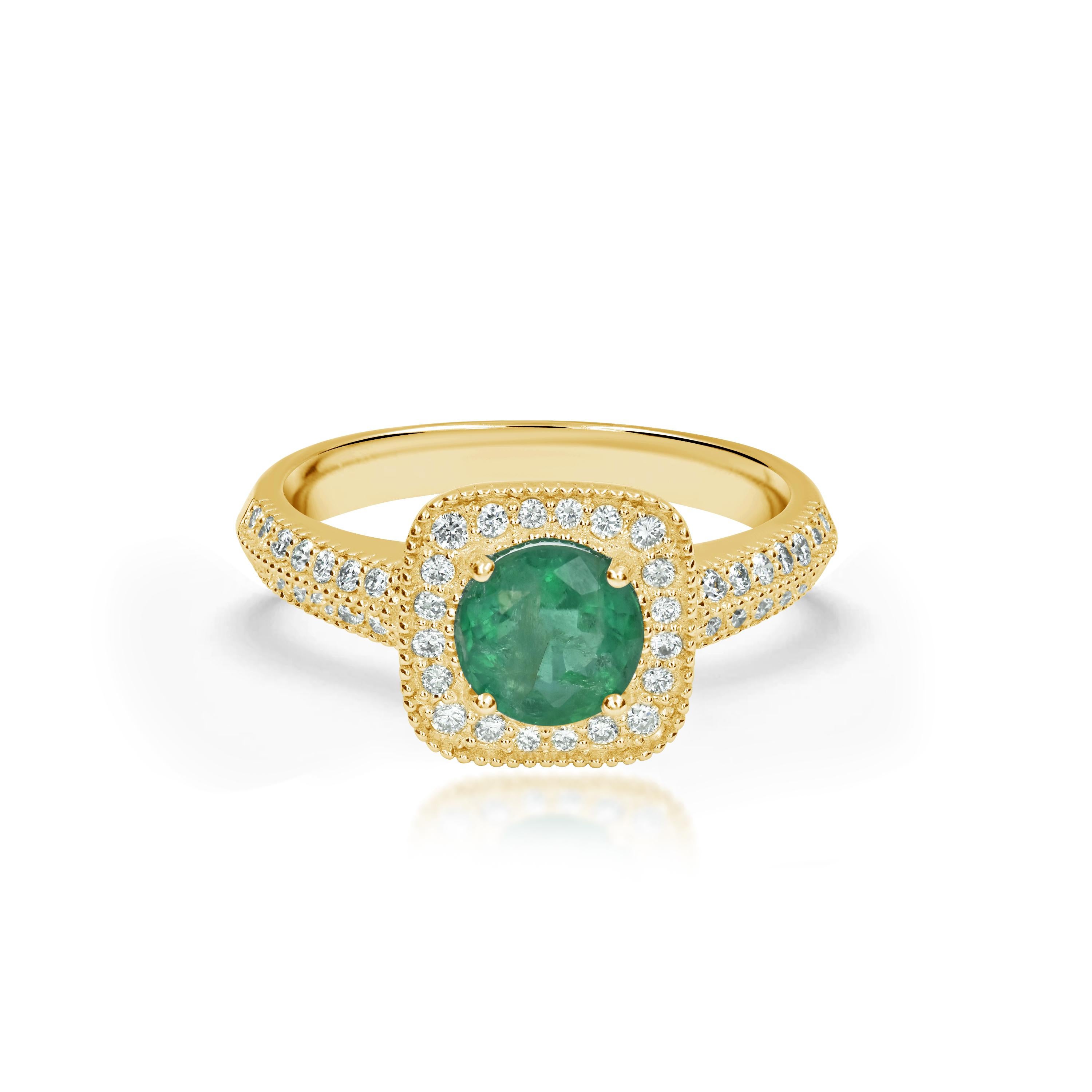 Round Cut 18k Ring White Gold Ring Diamond Ring Emerald Ring Emerald Round Ring For Sale