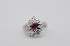 18K Ring with 0.50ct Natural Ruby, 12 Diamonds (D-F, VVS-VS), Timeless Design