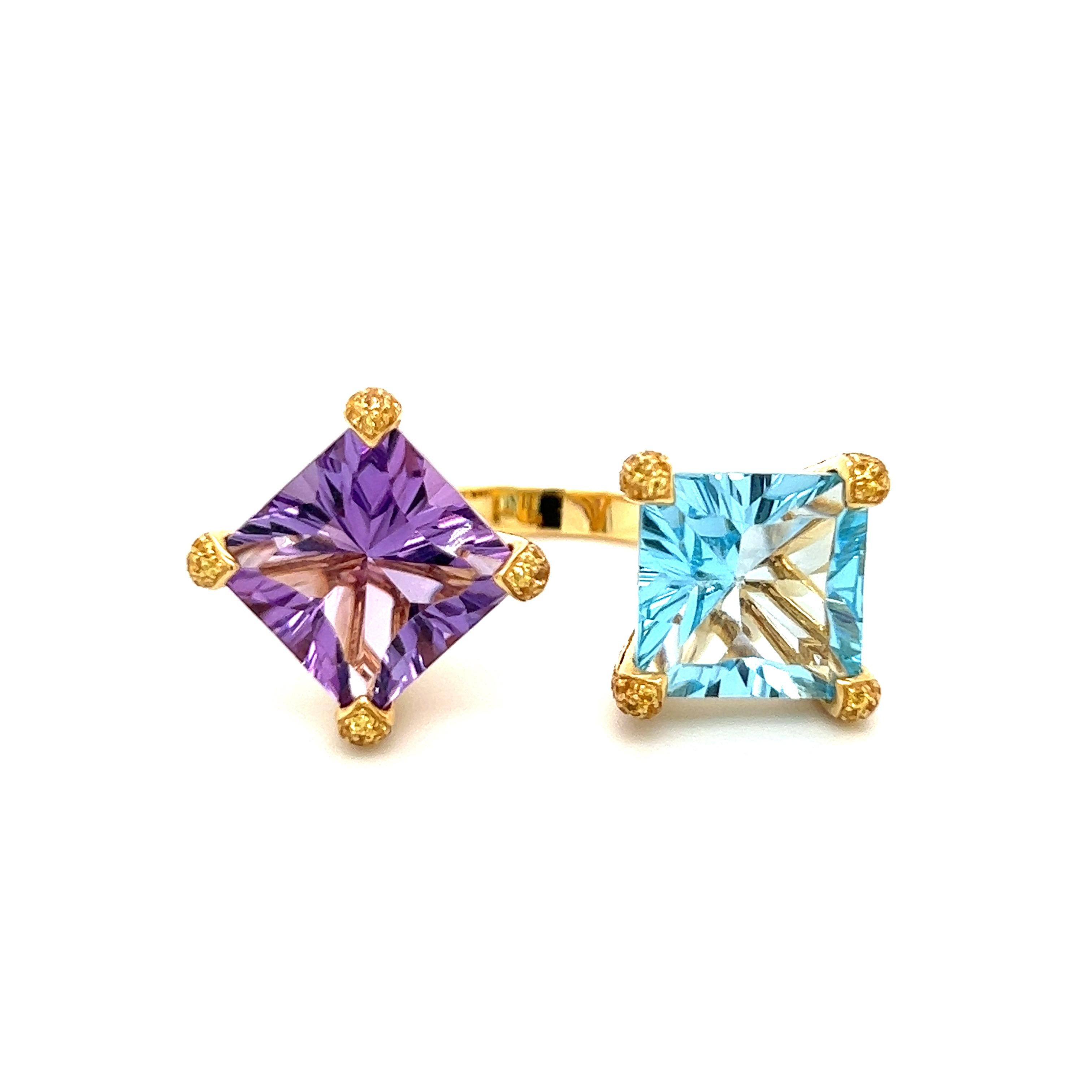 yellow topaz and amethyst ring