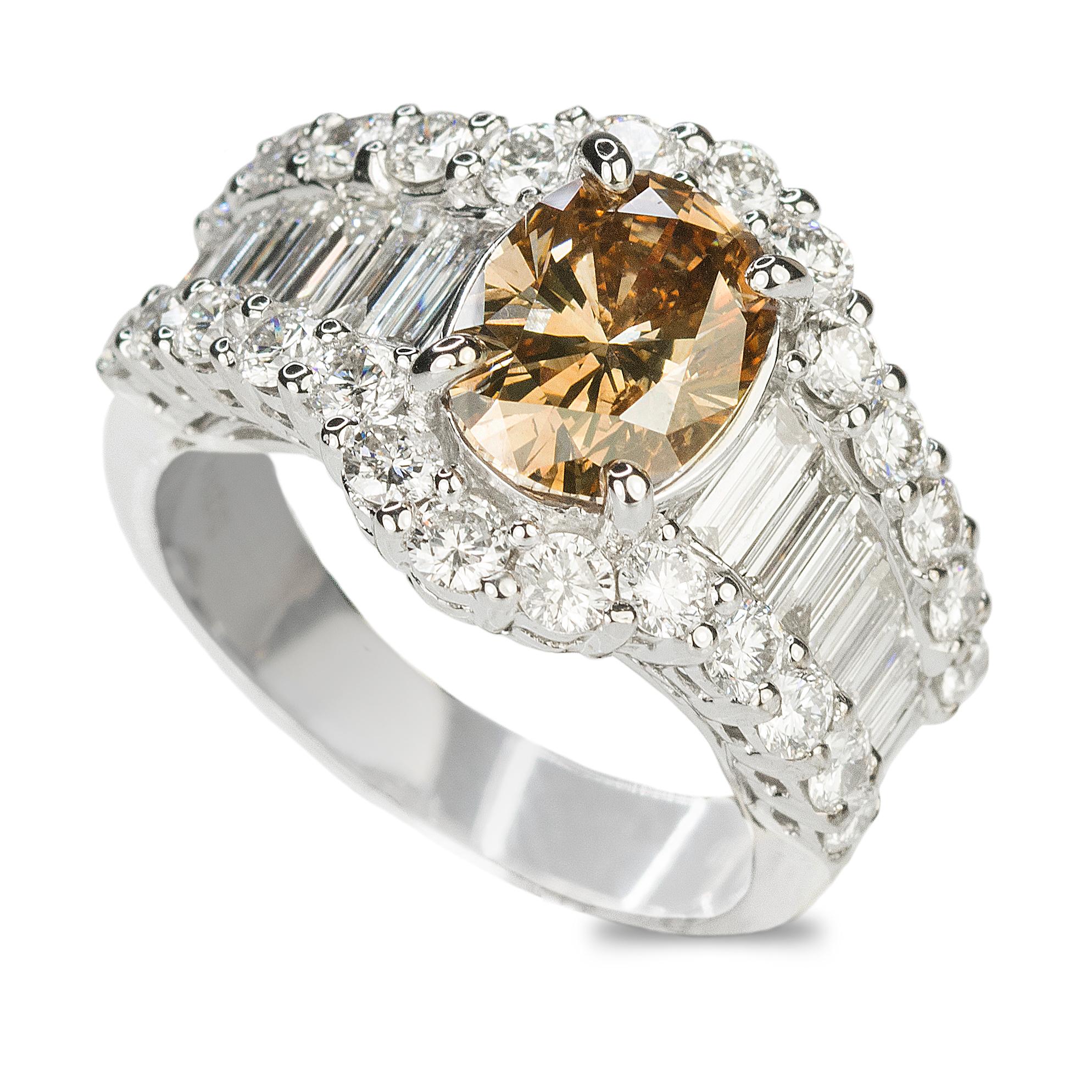 oval champagne diamond ring
