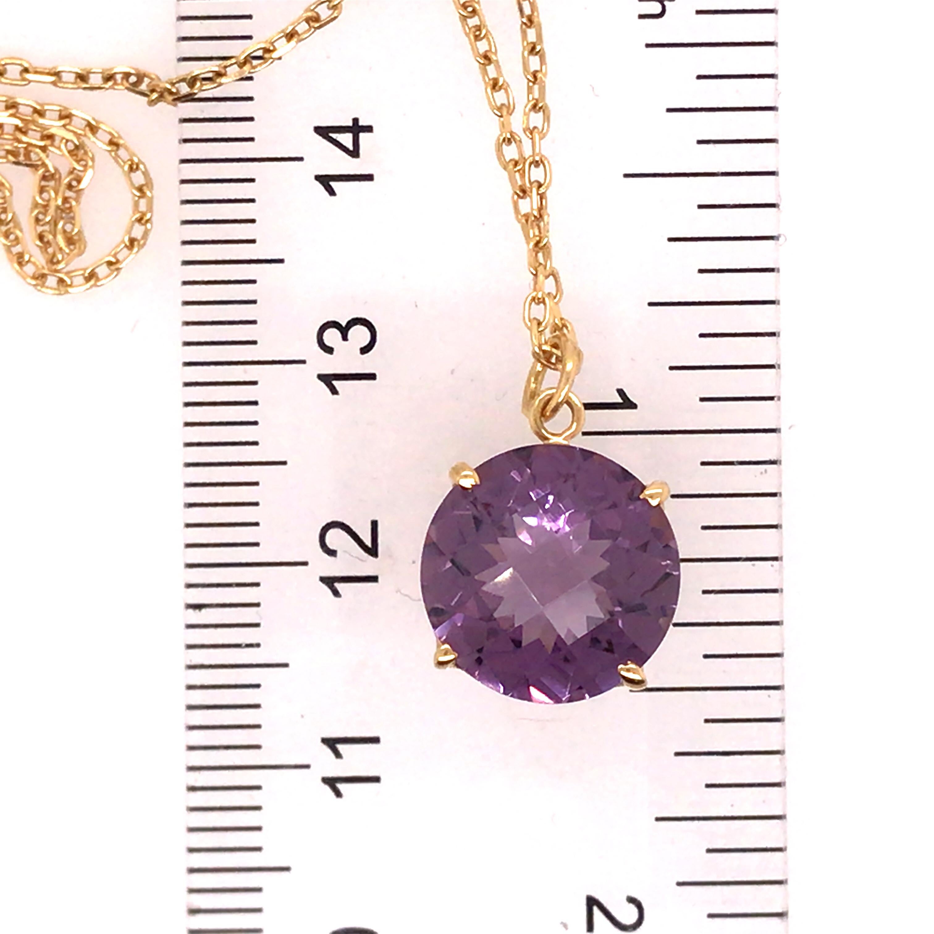 18K Roberto Coin Amethyst Solitaire Necklace Yellow Gold 1