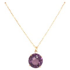18K Roberto Coin Amethyst Solitaire Necklace Yellow Gold