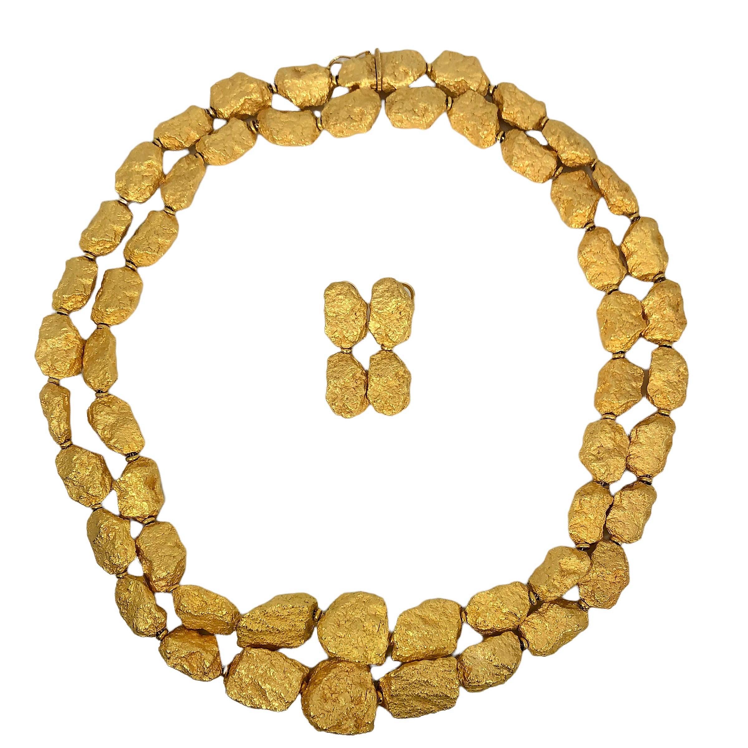 18K Roberto Coin Chunky Gold Nugget Necklace, Double Strand 1