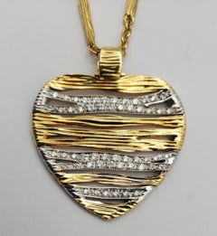 18k Roberto Coin Diamond Gold Heart Necklace from Elefantino Collection