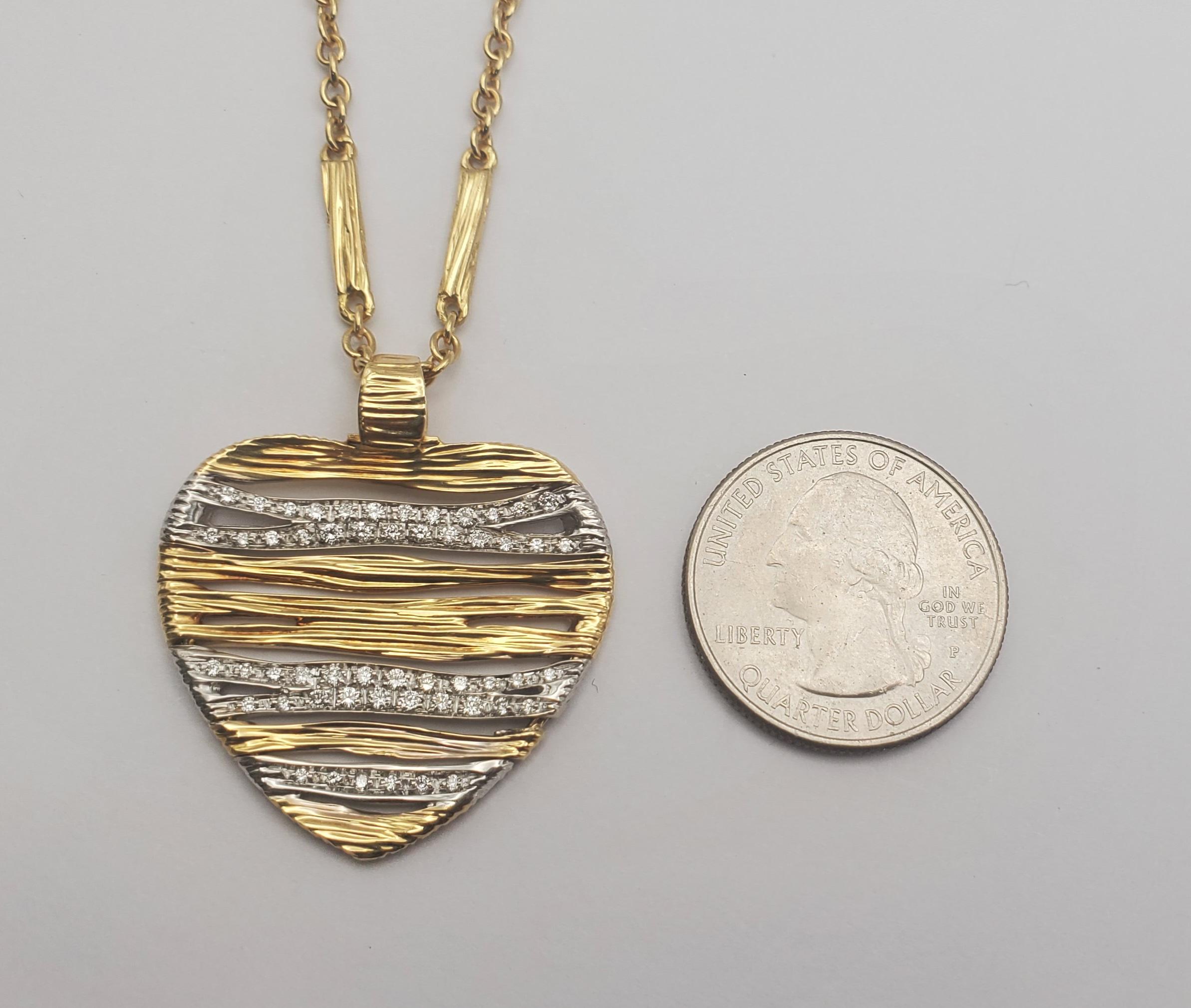 18k Roberto Coin Diamond Gold Heart Necklace from Elefantino Collection For Sale 3