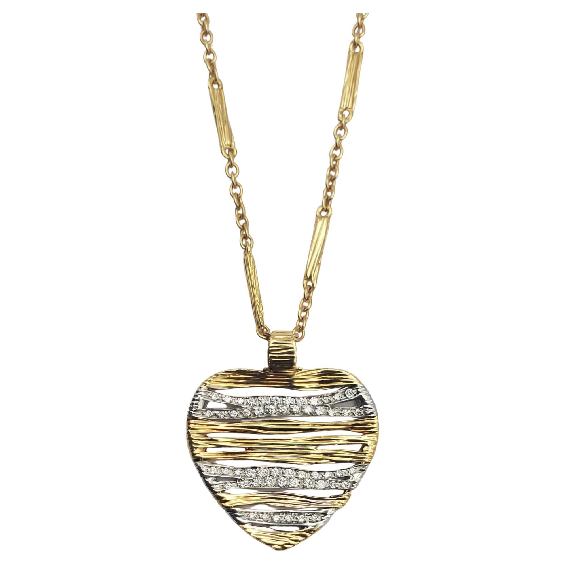 18k Roberto Coin Diamond Gold Heart Necklace from Elefantino Collection