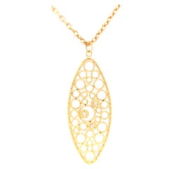 18K Roberto Coin Diamond Open Circle Pendant Yellow Gold