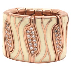 18K Roberto Coin Flexible Diamond Enamel Ring Yellow Gold