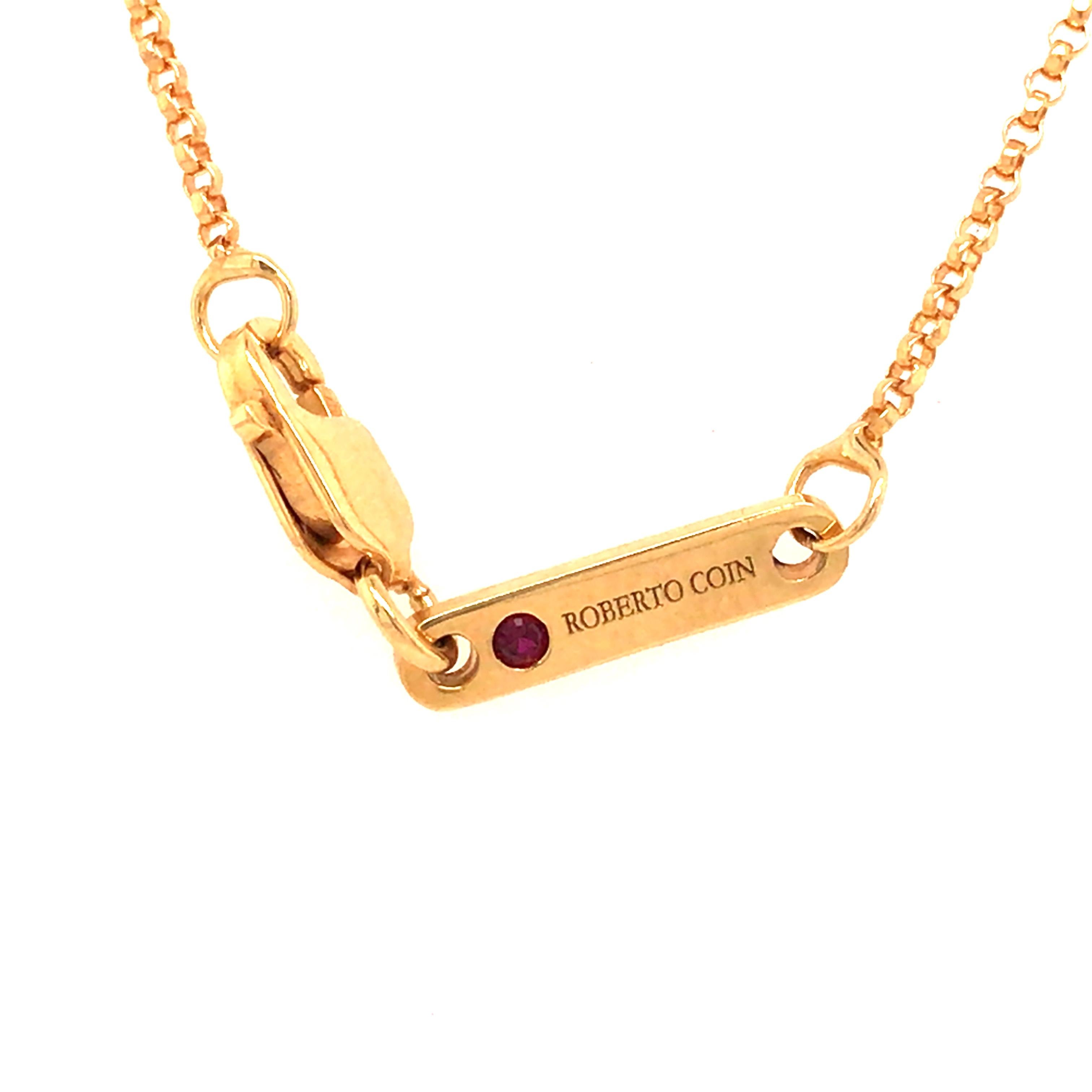 18K Roberto Coin Square Mother of Pearl Necklace Yellow Gold In Good Condition For Sale In Boca Raton, FL