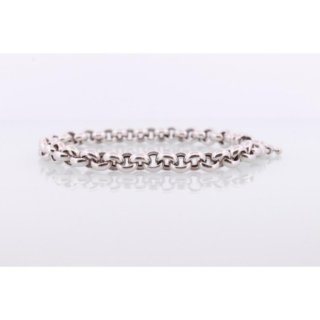 Bracciale a catena ROLO 18K. Bracciale a catena Rolo rotondo grande PUFFED. Oro bianco 18k In condizioni buone in vendita a Port Charlotte, FL