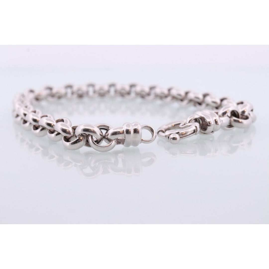 Donna Bracciale a catena ROLO 18K. Bracciale a catena Rolo rotondo grande PUFFED. Oro bianco 18k in vendita