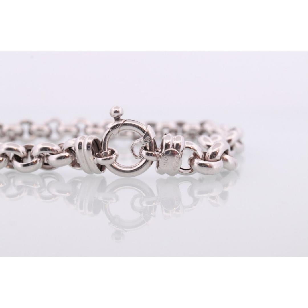 Bracciale a catena ROLO 18K. Bracciale a catena Rolo rotondo grande PUFFED. Oro bianco 18k in vendita 1