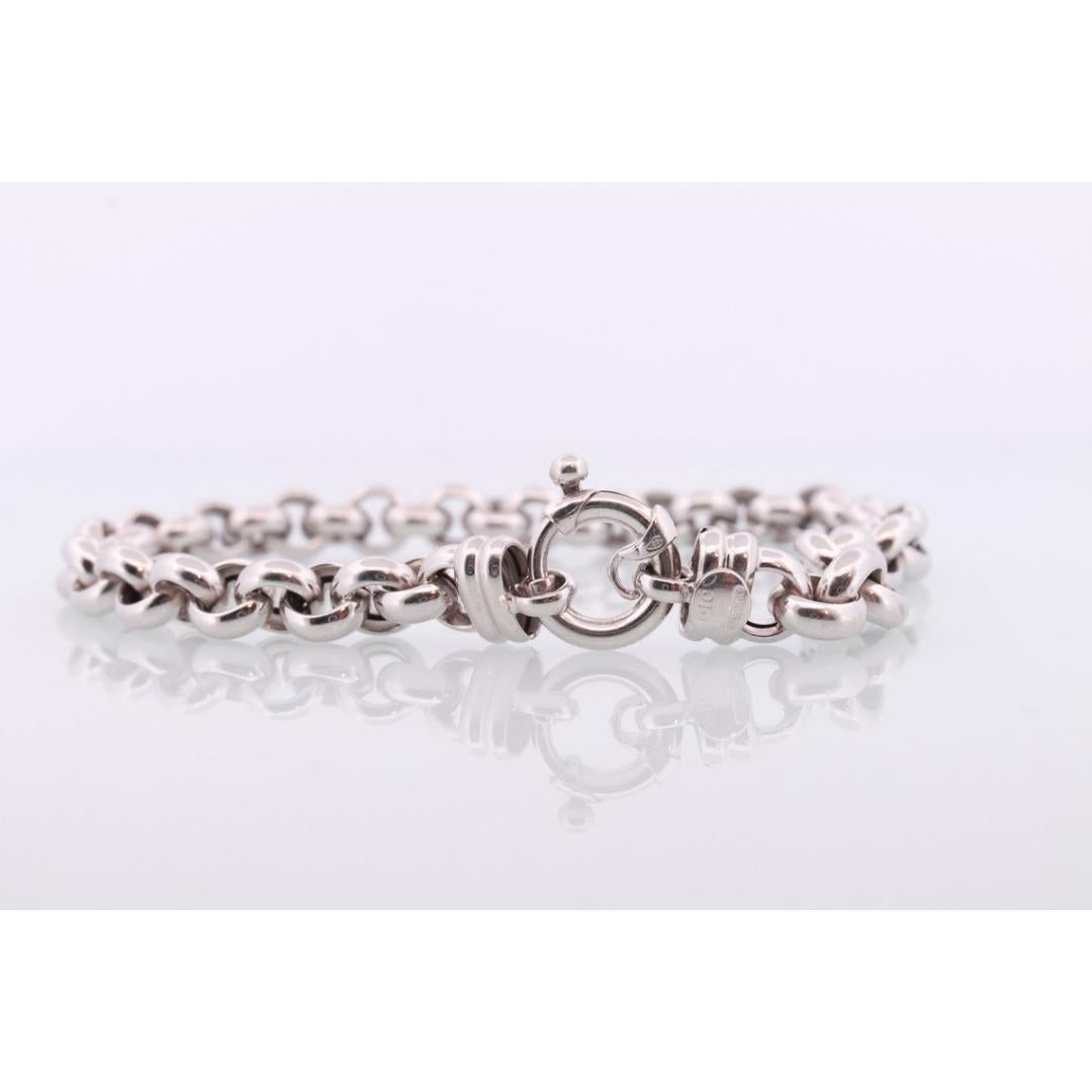Bracciale a catena ROLO 18K. Bracciale a catena Rolo rotondo grande PUFFED. Oro bianco 18k in vendita 3
