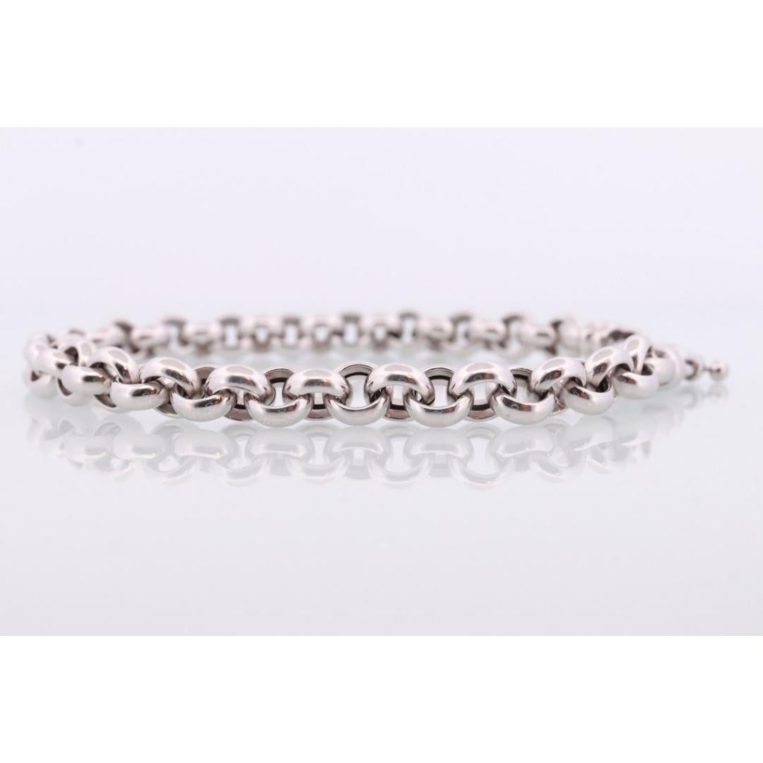 Bracciale a catena ROLO 18K. Bracciale a catena Rolo rotondo grande PUFFED. Oro bianco 18k in vendita 4