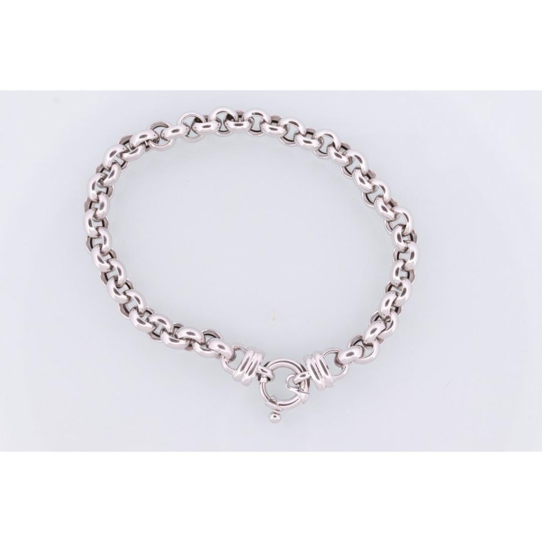 Bracciale a catena ROLO 18K. Bracciale a catena Rolo rotondo grande PUFFED. Oro bianco 18k in vendita 5