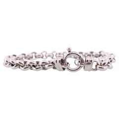 18K ROLO Chain Bracelet. PUFFED large Round Rolo chain bracelet. 18k white gold