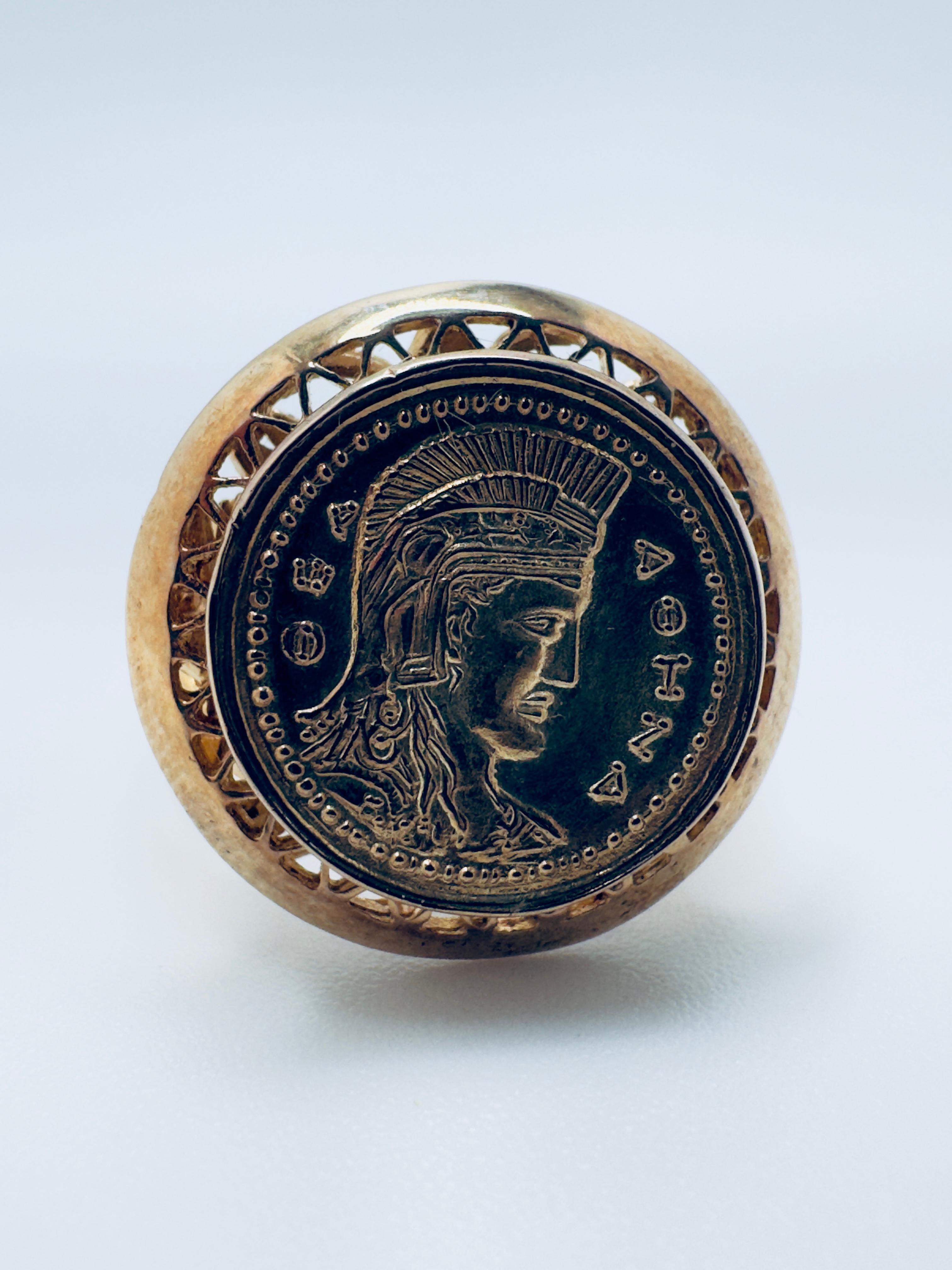 Art Deco 18K Roman Coin Ring Replica For Sale