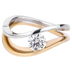 18k Rose and White Gold Curvy Contemporary Diamond Ring