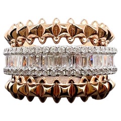 18k Rose and White Gold Diamond Baguette Band