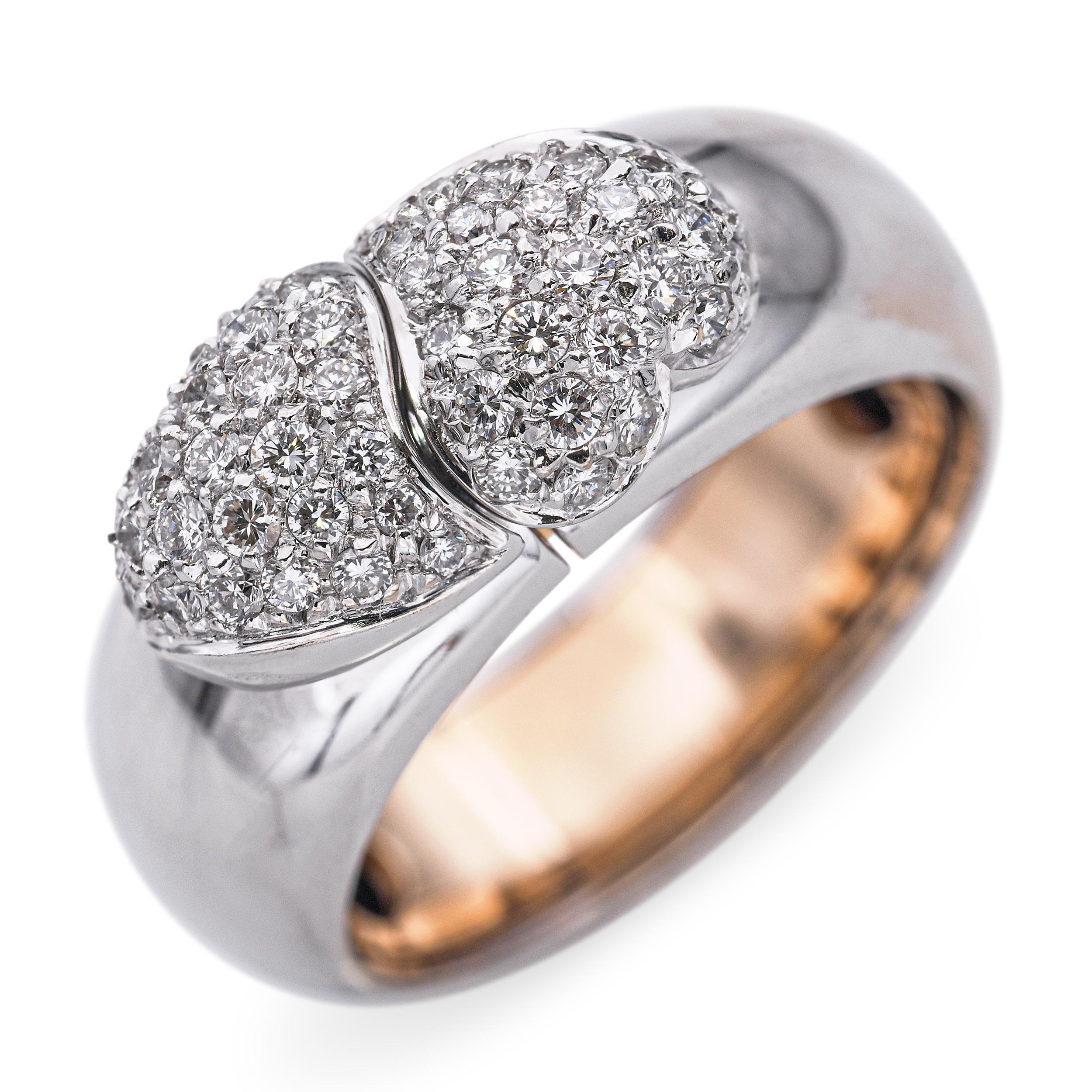 Bague I Love You en or rose et blanc 18k avec diamants en vente 1