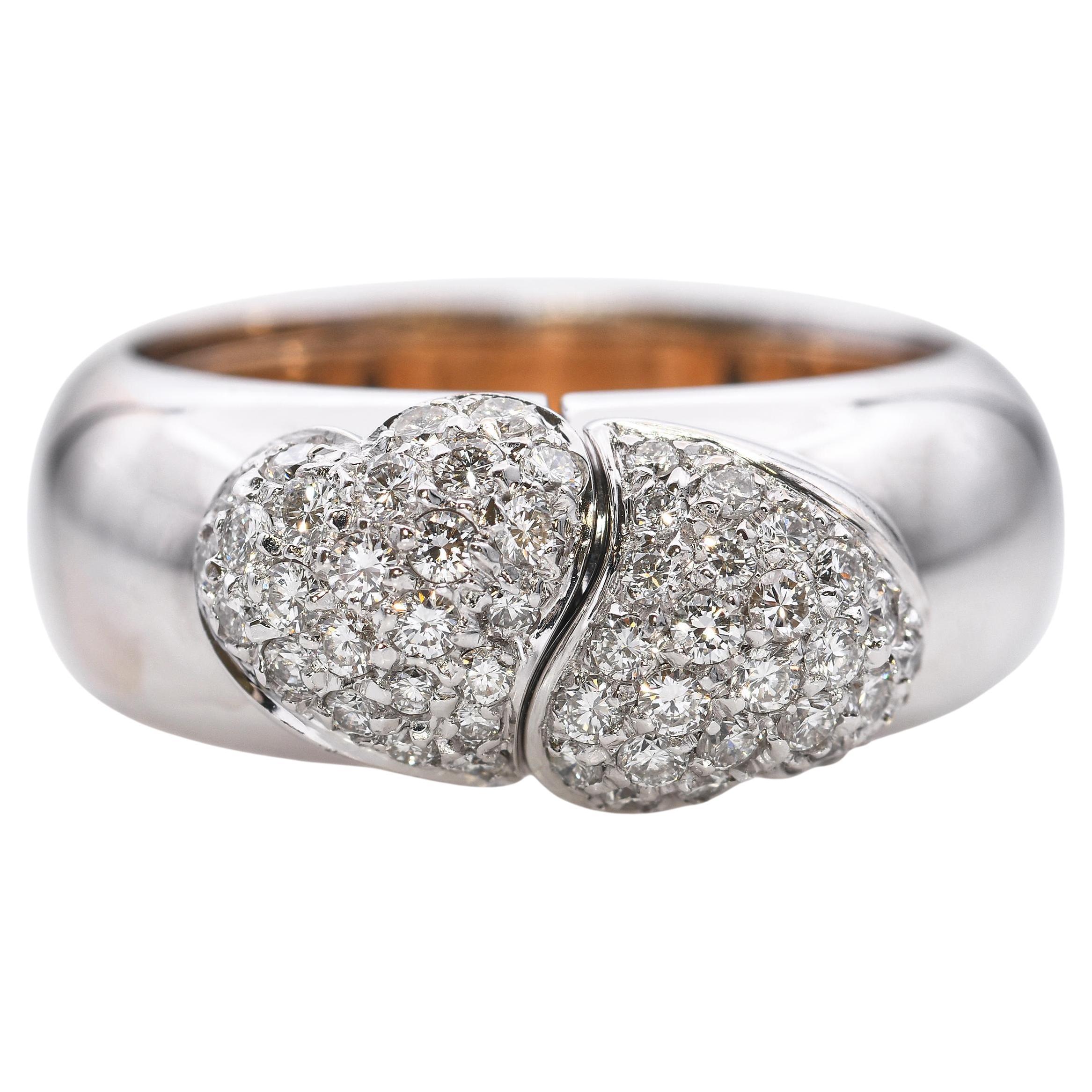 Bague I Love You en or rose et blanc 18k avec diamants en vente