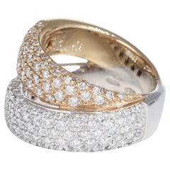 18k Rose and White Gold Double Band Ring with Pavé Diamonds