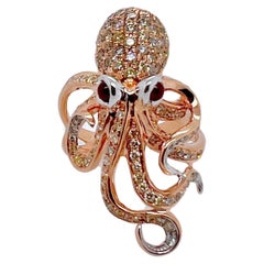 18 Karat Roségold Achteck-Diamantring mit Octopus