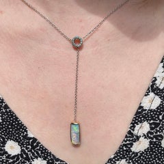 18k Rose and White Gold Opal Lariat Necklace with a Reversible "Sparkle Circle"