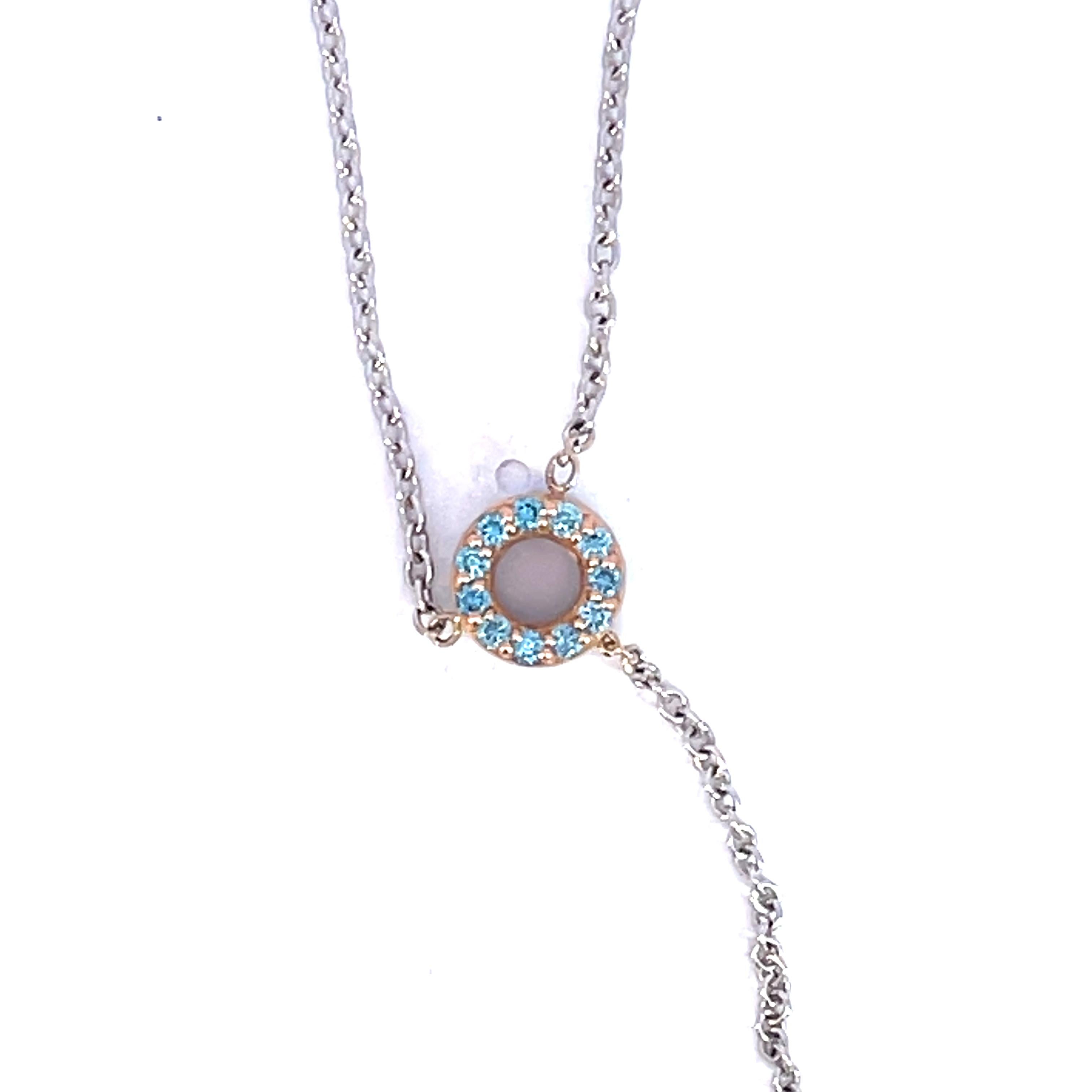 Briolette Cut 18k Rose and White Gold Opal Lariat Necklace with a Reversible 