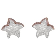 Sternförmige Diamant-Pavé-Ohrringe aus 18 Karat Rosé- und Weißgold