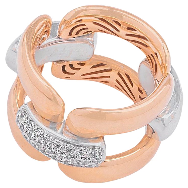 Im Angebot: 18 Karat Roségold, Groumette-Ring mit weißen Diamanten ()