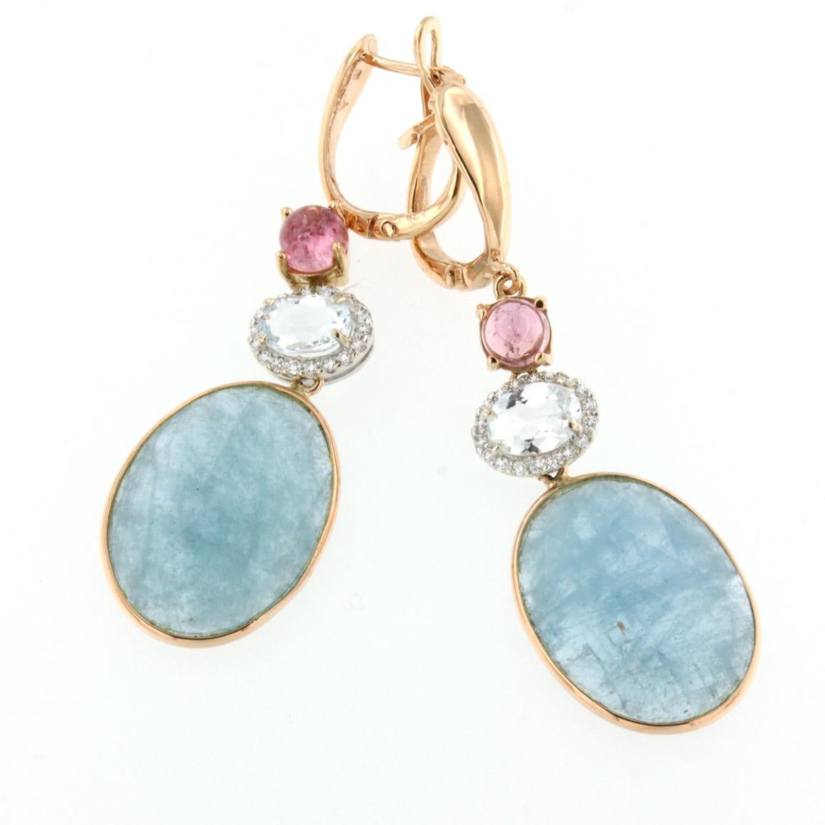 pink gold aquamarine earrings