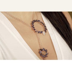 18 Karat Rose and White Gold with Iolite and White Diamonds Necklace